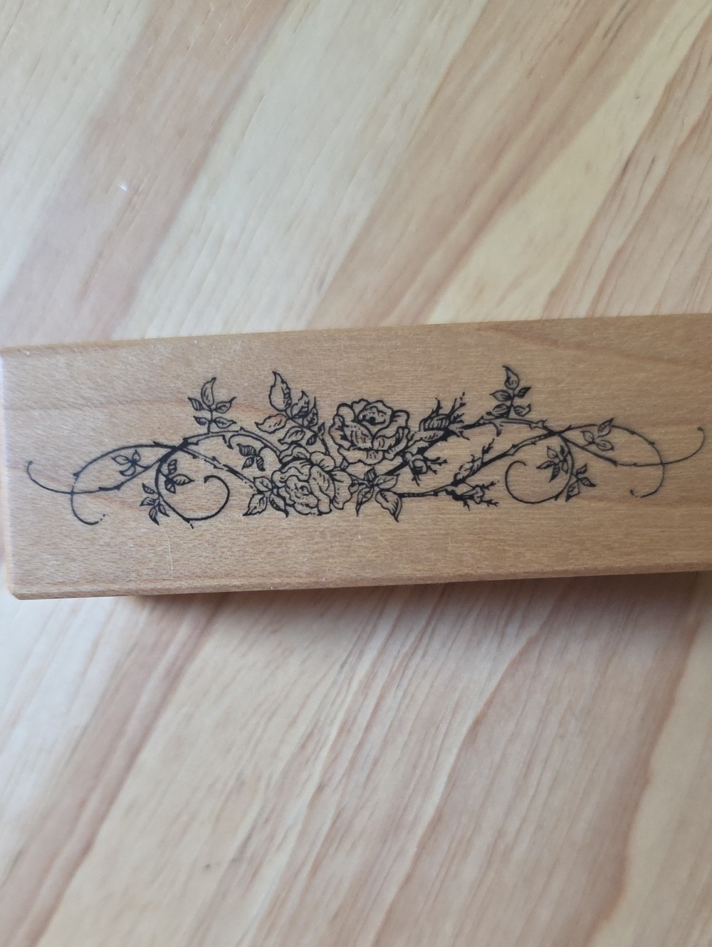 Vintage PSX C-257 Rose Floral Border Wood Mounted Rubber Stamp 1991